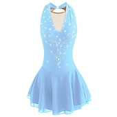 cheap Figure Skating Dresses-Figure Skating Dress Women's Girls' Ice Skating Dress Black White Yellow Patchwork Open Back Mesh Spandex High Elasticity Practice Competition Skating Wear Jeweled Rhinestone Sleeveless Ice Skating