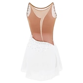 billige Figur skating kjoler-Kjole til kunstløp Dame Jente Skøyteløp Kjoler Hvit Gul Rosa Asymetrisk kant Netting Spandex Høy Elastisitet Trening Profesjonell Konkurranse Skøyteklær Anatomisk design Klassisk Krystall / Rhinstein