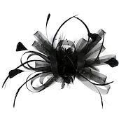 cheap Fascinators-Fascinators Headwear Headpiece Tulle Feathers Formal Business / Ceremony / Fall Wedding Kentucky Horse Race Ladies Day Vintage Elegant With Feather Bowknot Headpiece Headwear Race Day Dress