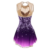 cheap Figure Skating Dresses-Figure Skating Dress Women's Girls' Ice Skating Dress Dark red White Pink Flower Open Back Mesh Spandex Practice Competition Skating Wear Jeweled Rhinestone Sleeveless Ice Skating Figure Skating