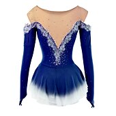 voordelige Schaatsjurken-Kunstschaatsjurk Dames Voor meisjes Schaatsen Jurken Geel Roze Donker paars Lapwerk Netstof Spandex Hoge Elasticiteit Wedstrijd Kunstschaatskleding Kristal / Bergkristal Stom licht Modieus Lange mouw