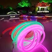 voordelige Neon LED-verlichting-5M Flexibele LED-verlichtingsstrips 600 LEDs EL 14mm 1 set Warm wit Wit Rood Waterbestendig Knipbaar Feest 220 V