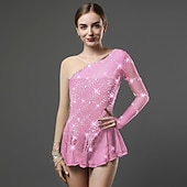 tanie Suknie do łyżwiarstwa figurowego-Sukienka łyżwiarska Damskie Dla dziewczynek Bruslení Sukienka Jasnożółty Perłowo-różowy Czarny Niejednolita całość Siateczka Spandeks Wysoka elastyczność Szkolenie Zawody Odzież łyżwiarska Ręcznie