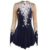 ieftine Rochii de patinaj artistic-Rochie de Patinaj Artistic Pentru femei Fete Πατινάζ στο πάγο Rochii Ținute Yan roz Ametist Violet Flori Spandex Înaltă Elasticitate Competiție Ținută Patinaj Cald Confecționat Manual Cu bijuterii