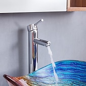 economico Lavabi da appoggio-lavabo da bagno rettangolare 21 &quot;x15&quot;, miscelatore lavabo e scarico combinato con scarico a scomparsa, lavabo artistico in vetro temperato colorato a forma di barca, lavabo da appoggio sopra lavabo lavabo artistico