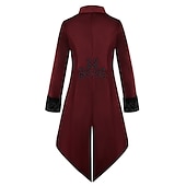 cheap Outerwear-Vintage Fashion Party Coat Masquerade Trench Coat Ren Faire Prince Plague Doctor Nobleman Solid Color Men&#039;s Royal Steampunk Halloween Carnival Masquerade Party Halloween Adults&#039; Coat