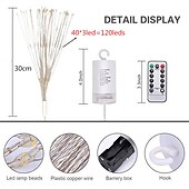 olcso Elemmel működő-led tűzijáték starburst string lámpák kültéri vízálló 120 led diy függő tűzijáték réz tündér girland fények fesztivál party ünnep csillogó fény 2db 1db