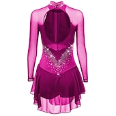 cheap Figure Skating Dresses-Figure Skating Dress Women's Girls' Ice Skating Dress Purple Dark Purple Black Mesh Spandex High Elasticity Competition Skating Wear Anatomic Design Quick Dry Handmade Classic Crystal / Rhinestone