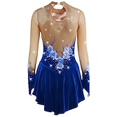 ieftine Rochii de patinaj artistic-Rochie de Patinaj Artistic Pentru femei Fete Πατινάζ στο πάγο Rochii Ținute Yan roz Ametist Violet Flori Spandex Înaltă Elasticitate Competiție Ținută Patinaj Cald Confecționat Manual Cu bijuterii