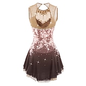 cheap Figure Skating Dresses-Figure Skating Dress Women's Girls' Ice Skating Dress Dark red White Pink Flower Open Back Mesh Spandex Practice Competition Skating Wear Jeweled Rhinestone Sleeveless Ice Skating Figure Skating