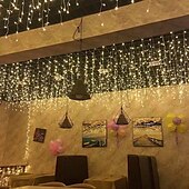 رخيصةأون يعمل بالكهرباء-سلسلة أضواء جليدية أنيقة لحفلات الزفاف - 3 متر × 1 متر، 120 مصباح ليد، مقاومة للماء في الهواء الطلق مع 8 أوضاع، إكليل عيد الميلاد للفناء والحديقة&amp;amp;ديكور النافذة