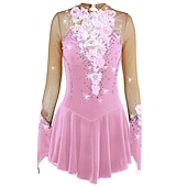 ieftine Rochii de patinaj artistic-Rochie de Patinaj Artistic Pentru femei Fete Πατινάζ στο πάγο Rochii Ținute Yan roz Ametist Violet Flori Spandex Înaltă Elasticitate Competiție Ținută Patinaj Cald Confecționat Manual Cu bijuterii
