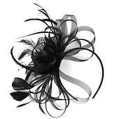 cheap Fascinators-Fascinators Headwear Headpiece Tulle Feathers Formal Business / Ceremony / Fall Wedding Kentucky Horse Race Ladies Day Vintage Elegant With Feather Bowknot Headpiece Headwear Race Day Dress