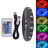 お買い得  リモコンコントロール-2m 6.6ftrgbストリップライト60leds 5050 smd24keysリモートコントローラーrgbホワイトクリスマス新年バックライト防水usbパワード装飾
