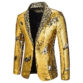 baratos Tops-blazer disco 1980s 2 cores brilhante lantejoulas smoking ajuste fino lapela colarinho ternos carnaval traje masculino adulto halloween carnaval festa de casamento clube smoking