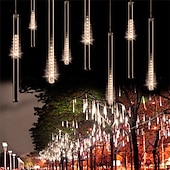 cheap Plug String Lights-4 Packs Falling Rain Lights Meteor Shower Lights Christmas Lights 30cm 32 Tube 576 LEDs Falling Rain Drop Icicle String Lights for Christmas Trees Halloween Decoration Holiday Wedding