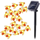 cheap Solar String Lights-Outdoor Solar Bee String Lights, 20 LEDs Waterproof Garden Fairy Lights with 8 Modes, Solar-Powered LED Lights for Outdoor Terrace, Flowers, Trees &amp; Party Decorations