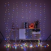 cheap USB String Lights-LED Curtain String Lights Flash Fairy Garland 3x1 3x2 3x3M 300 LEDS USB Remote Control for New Year Christmas Outdoor Wedding Home Window Docoration