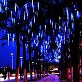 halpa Sähkökäyttöinen-2 kpl meteorisuihku sade led merkkijono 30cm 11,8 tuumaa 16 putkea 384 lediä putoava sadepisara jääpuikko joulukuusi hääkeiju valo katu loma koristelu