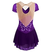 cheap Figure Skating Dresses-Figure Skating Dress Women's Girls' Ice Skating Dress Outfits White Purple Red Mesh Spandex High Elasticity Training Leisure Sports Practice Skating Wear Anatomic Design Handmade Patchwork Classic