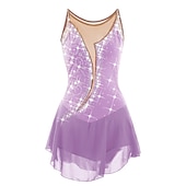 billige Figur skating kjoler-Kjole til kunstløp Dame Jente Skøyteløp Kjoler Hvit Gul Rosa Asymetrisk kant Netting Spandex Høy Elastisitet Trening Profesjonell Konkurranse Skøyteklær Anatomisk design Klassisk Krystall / Rhinstein