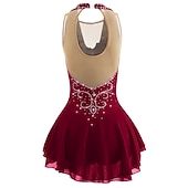 cheap Figure Skating Dresses-Figure Skating Dress Women's Girls' Ice Skating Dress Black White Yellow Patchwork Open Back Mesh Spandex High Elasticity Practice Competition Skating Wear Jeweled Rhinestone Sleeveless Ice Skating