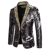 baratos Tops-blazer disco 1980s 2 cores brilhante lantejoulas smoking ajuste fino lapela colarinho ternos carnaval traje masculino adulto halloween carnaval festa de casamento clube smoking