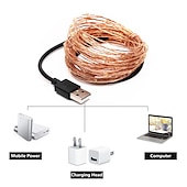 Χαμηλού Κόστους Τροφοδότηση με USB-κομψά δεξίωση γάμου πάρτι 1 τμχ 5m 50leds usb led φωτιστικό κορδόνι αδιάβροχο led χάλκινο σύρμα κορδόνι γιορτινά νεράιδα εξωτερικού χώρου για διακόσμηση γάμου χριστουγεννιάτικου πάρτι