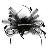 cheap Fascinators-Fascinators Headwear Headpiece Tulle Feathers Formal Business / Ceremony / Fall Wedding Kentucky Horse Race Ladies Day Vintage Elegant With Feather Bowknot Headpiece Headwear Race Day Dress