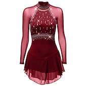 cheap Figure Skating Dresses-Figure Skating Dress Women's Girls' Ice Skating Dress Purple Dark Purple Black Mesh Spandex High Elasticity Competition Skating Wear Anatomic Design Quick Dry Handmade Classic Crystal / Rhinestone