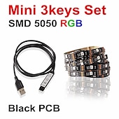 cheap USB Strip Lights-1set LED Light Strips RGB Tiktok Lights USB DC 5V 5050 RGB Mini 3Key Remote Flexible Light IP65 1m TV Background Lighting Ribbon Tape