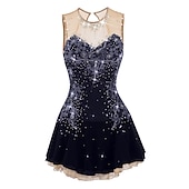 cheap Figure Skating Dresses-Figure Skating Dress Women's Girls' Ice Skating Dress Dark red White Pink Flower Open Back Mesh Spandex Practice Competition Skating Wear Jeweled Rhinestone Sleeveless Ice Skating Figure Skating