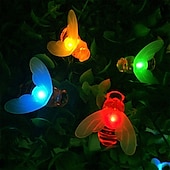 cheap Solar String Lights-Outdoor Solar Bee String Lights, 20 LEDs Waterproof Garden Fairy Lights with 8 Modes, Solar-Powered LED Lights for Outdoor Terrace, Flowers, Trees &amp; Party Decorations
