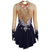 ieftine Rochii de patinaj artistic-Rochie de Patinaj Artistic Pentru femei Fete Πατινάζ στο πάγο Rochii Ținute Yan roz Ametist Violet Flori Spandex Înaltă Elasticitate Competiție Ținută Patinaj Cald Confecționat Manual Cu bijuterii