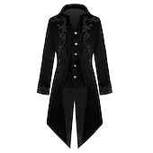 cheap Outerwear-Vintage Fashion Party Coat Masquerade Trench Coat Ren Faire Prince Plague Doctor Nobleman Solid Color Men&#039;s Royal Steampunk Halloween Carnival Masquerade Party Halloween Adults&#039; Coat