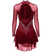 cheap Figure Skating Dresses-Figure Skating Dress Women's Girls' Ice Skating Dress Purple Dark Purple Black Mesh Spandex High Elasticity Competition Skating Wear Anatomic Design Quick Dry Handmade Classic Crystal / Rhinestone