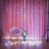 cheap USB String Lights-LED Curtain String Lights Flash Fairy Garland 3x1 3x2 3x3M 300 LEDS USB Remote Control for New Year Christmas Outdoor Wedding Home Window Docoration