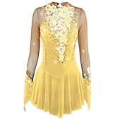ieftine Rochii de patinaj artistic-Rochie de Patinaj Artistic Pentru femei Fete Πατινάζ στο πάγο Rochii Ținute Yan roz Ametist Violet Flori Spandex Înaltă Elasticitate Competiție Ținută Patinaj Cald Confecționat Manual Cu bijuterii