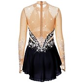 levne Šaty na krasobruslení-Šaty na bruslení Dámské Dívčí Buz Pateni Šaty Úbory Černá Bílá Žlutá Spandex Vysoká pružnost Soutěž Bruslařské oblečení Ručně vyrobeno Embosovaný Módní Dlouhý rukáv Bruslení Zimní sporty Krasobruslení