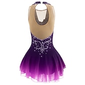 cheap Figure Skating Dresses-Figure Skating Dress Women's Girls' Ice Skating Dress Black White Yellow Patchwork Open Back Mesh Spandex High Elasticity Practice Competition Skating Wear Jeweled Rhinestone Sleeveless Ice Skating
