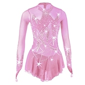 olcso Műkorcsolya ruhák-Kűrruha Női Lány Klizanje na ledu Ruhák Felszerelések Yan rózsaszín Ibolya Fekete Spandex Nagy rugalmasságú Verseny Kűrruhák Kézzel készített Virágos / Botanikus Hosszú ujj Jégkorcsolyázás