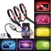 abordables Contrôle WiFi et musique-led bande lumières app musique synchronisation contrôle ensemble 5 v usb 5050 smd rgb bluetooth tv rétro-éclairage étanche