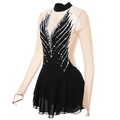 voordelige Schaatsjurken-Kunstschaatsjurk Dames Voor meisjes Schaatsen Jurken Outfits Zwart Geel Donker paars Open achterkant Netstof Spandex Hoge Elasticiteit Professioneel Wedstrijd Kunstschaatskleding Kristal / Bergkristal
