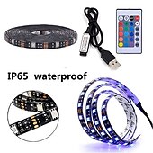お買い得  リモコンコントロール-2m 6.6ftrgbストリップライト60leds 5050 smd24keysリモートコントローラーrgbホワイトクリスマス新年バックライト防水usbパワード装飾