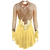 ieftine Rochii de patinaj artistic-Rochie de Patinaj Artistic Pentru femei Fete Πατινάζ στο πάγο Rochii Ținute Yan roz Ametist Violet Flori Spandex Înaltă Elasticitate Competiție Ținută Patinaj Cald Confecționat Manual Cu bijuterii