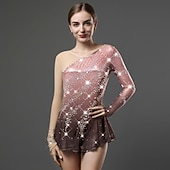 tanie Suknie do łyżwiarstwa figurowego-Sukienka łyżwiarska Damskie Dla dziewczynek Bruslení Sukienka Jasnożółty Perłowo-różowy Czarny Niejednolita całość Siateczka Spandeks Wysoka elastyczność Szkolenie Zawody Odzież łyżwiarska Ręcznie