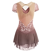 cheap Figure Skating Dresses-Figure Skating Dress Women's Girls' Ice Skating Dress Outfits White Purple Red Mesh Spandex High Elasticity Training Leisure Sports Practice Skating Wear Anatomic Design Handmade Patchwork Classic