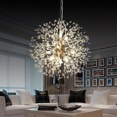 cheap Globe Design-12-Lights Modern Electroplated Globe Chandeliers Firework Led Nordic Style Pendant Lights Living Room Dining Room G9 Bulb Base