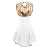cheap Figure Skating Dresses-Figure Skating Dress Women's Girls' Ice Skating Dress Dark red White Pink Flower Open Back Mesh Spandex Practice Competition Skating Wear Jeweled Rhinestone Sleeveless Ice Skating Figure Skating