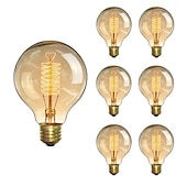 economico Lampadine a incandescenza-6 pz 40 w edison vintage lampadina a incandescenza globo e26 e27 g80 dimmerabile decorativo antico spirale lampada a filamento per interni appeso a parete plafoniere ambra calda 220-240 v